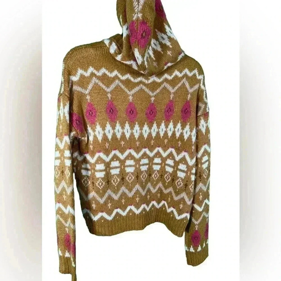 Colorful Planet Tan Pink Aztec Hooded Sweater Girl's Size Large 14 NWT - Picture 8 of 8